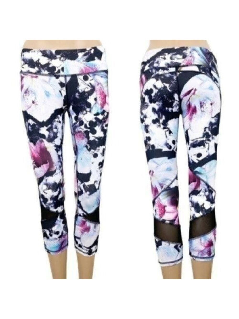 Apana Floral Mesh Capri Yoga Leggings Size XS